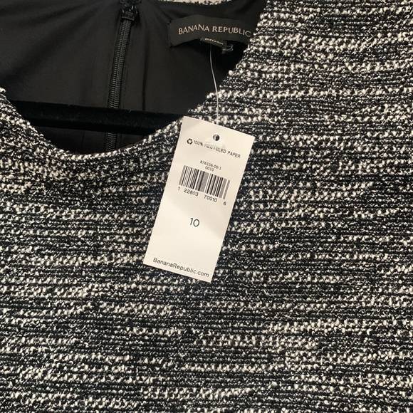 Banana Republic Women’s Black SS Sz 10 Boucle Tweed Textured Midi Dress Knit - Picture 12 of 12